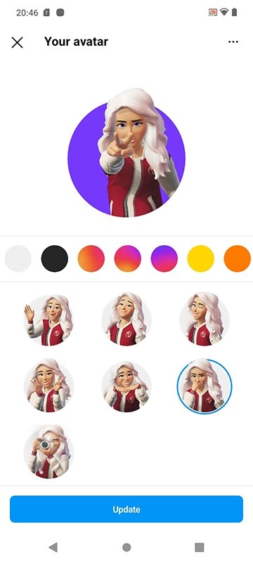 Avatar animations for the Instagram profile