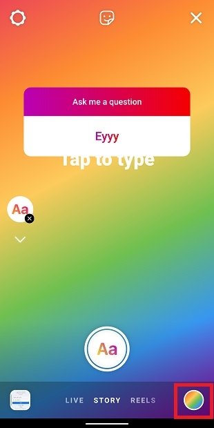 Background color selector in Instagram Stories