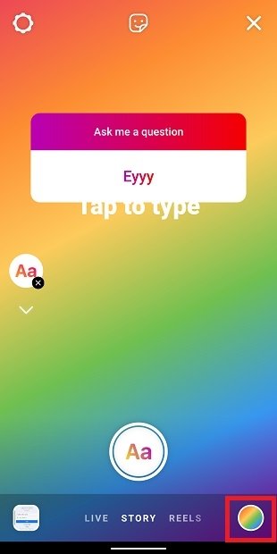 Selector de colores de fondo en Instagram Stories