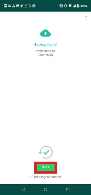 Copie de sécurité réstaurée sur GBWhatsApp