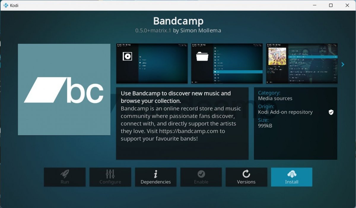 BandCamp for Kodi for PC