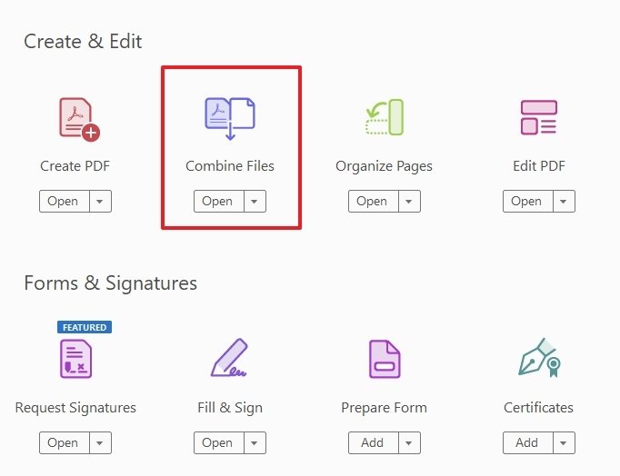 Botón de combinar archivos PDF