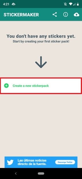 Botón de creación de packs