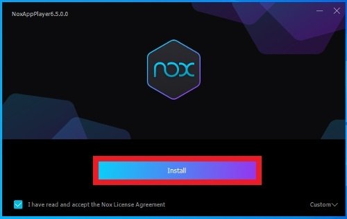 Button to install Nox