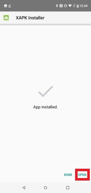 Bouton pour ouvrir XAPK Installer