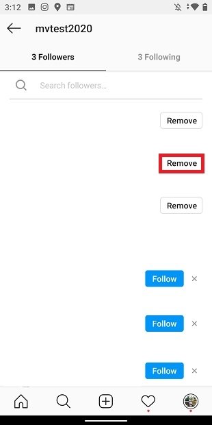 Button to remove a follower