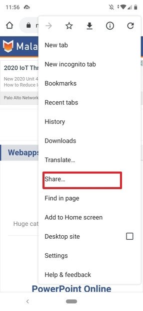 Botón de compartir en Chrome