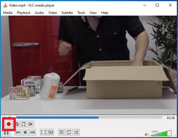 Bouton pour débuter la capture de la vidéo dans VLC