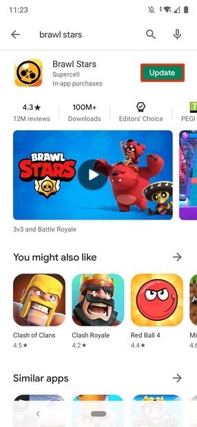 Кнопка обновления Brawl Stars