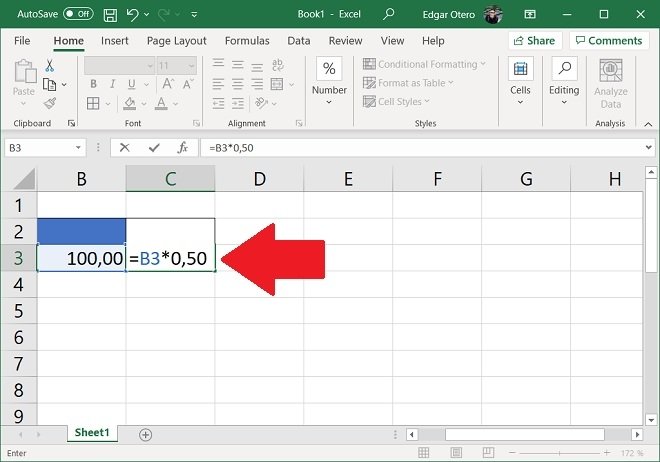 Calculate without a percentage cell