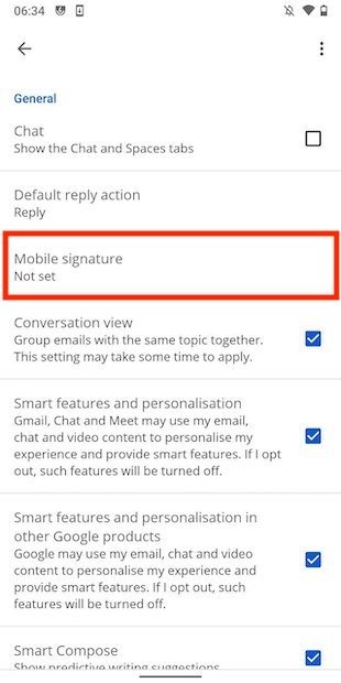 Change the mobile signature