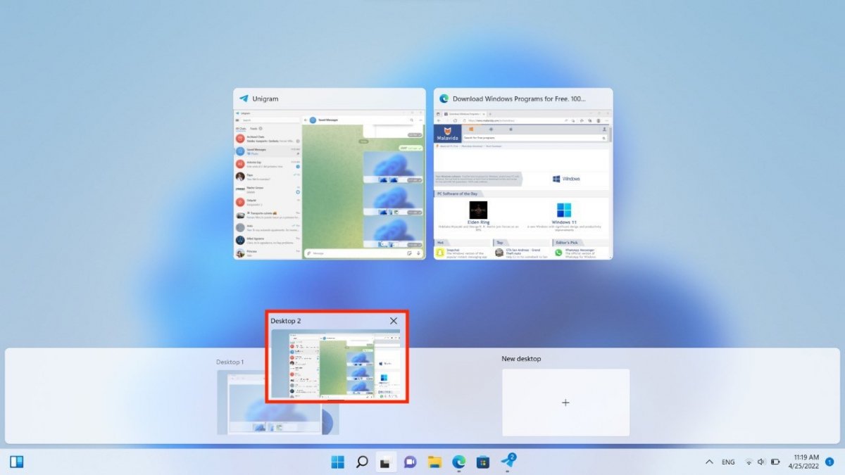 Change the order of the virtual desktops