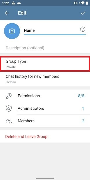 Change type of group