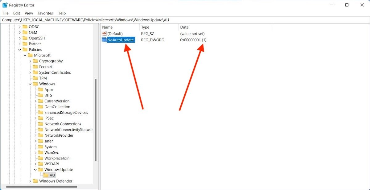 Modifications apportées au registre