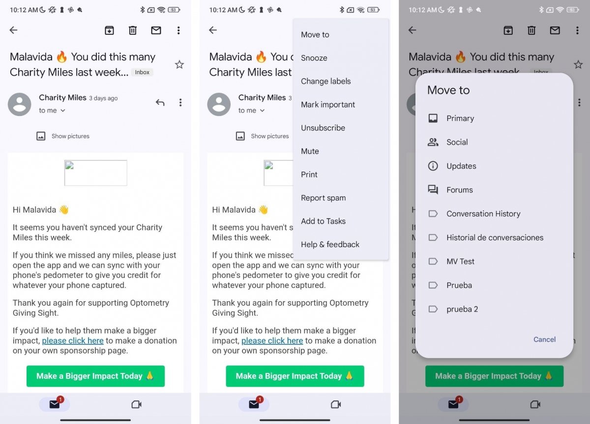 Modifier les libellés des e-mails dans Gmail pour Android