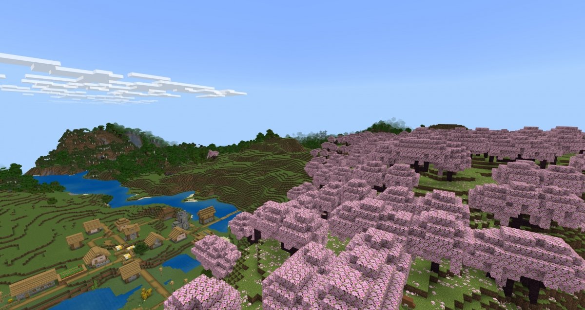 Bosque de cerejeiras no Minecraft