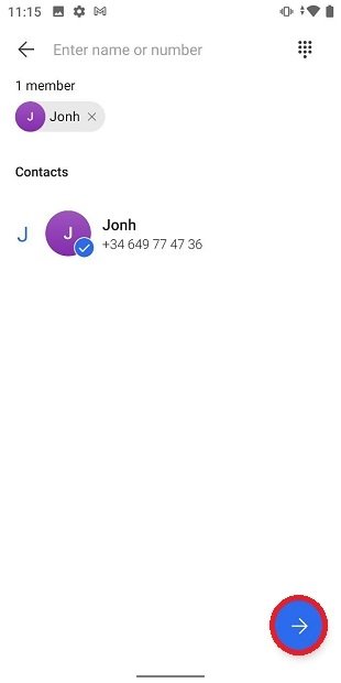 Choose a contact for the new group