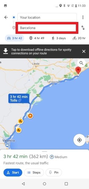Elegimos un punto de destino