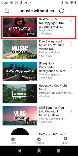 Seleccionar un vídeo en el listado