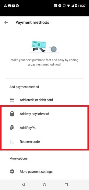 Choose an alternative payment method