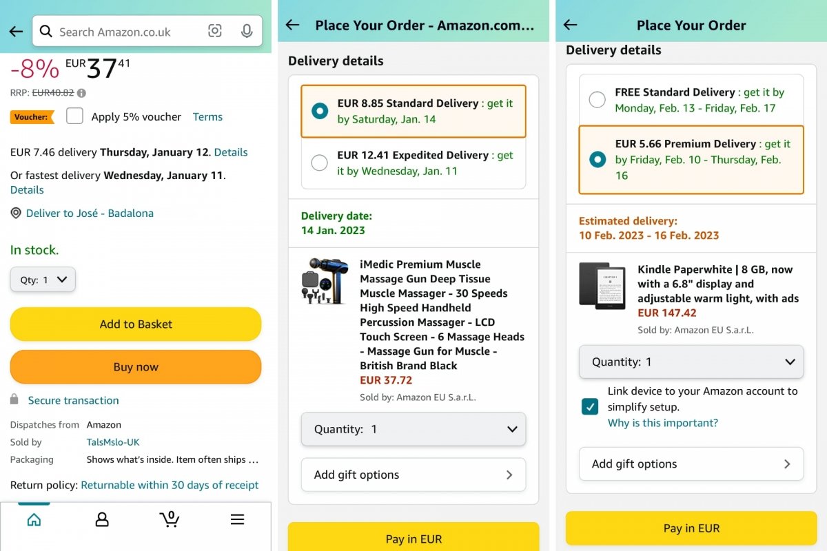 Horarios store entrega amazon