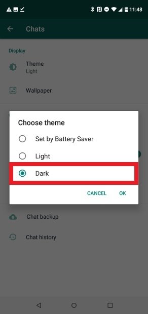 Choose the Dark option