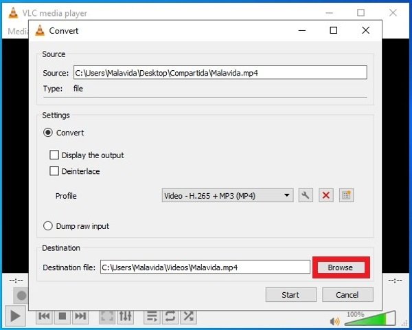 Choose the folder to save the converted file