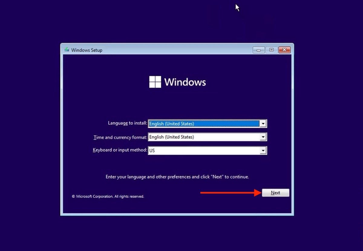 Выберите язык Windows