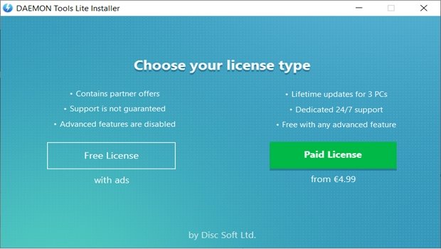 Choose the license type