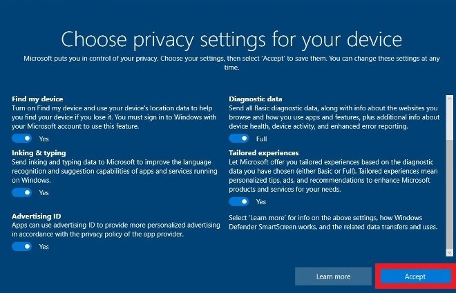 Choose the privacy settings