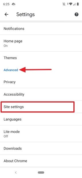 Chrome’s advanced settings