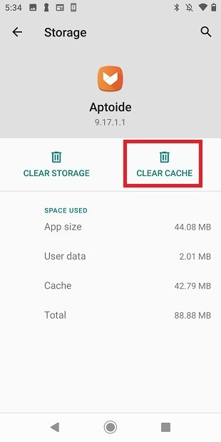 Supprimer le cache d'une application