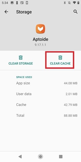 Clear Aptoide’s cache