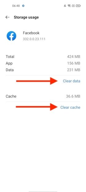 Clear cache and restore the application