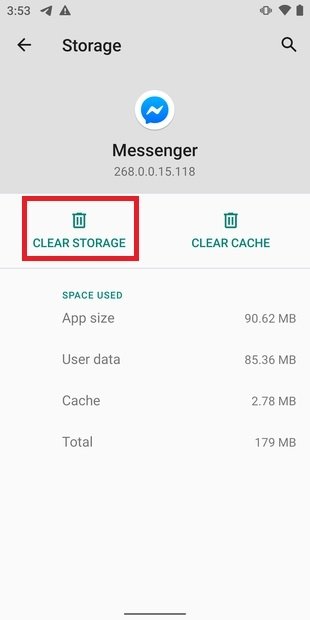 Clear Messenger’s storage