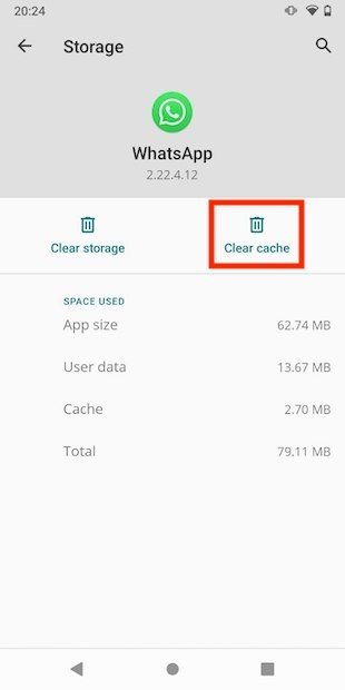 Clear the app’s cache
