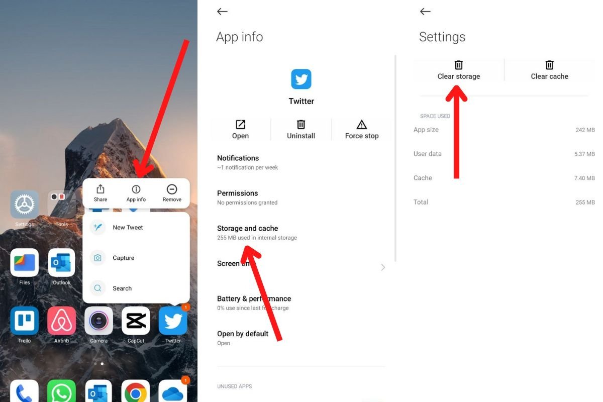 Clearing the Twitter app's data step by step