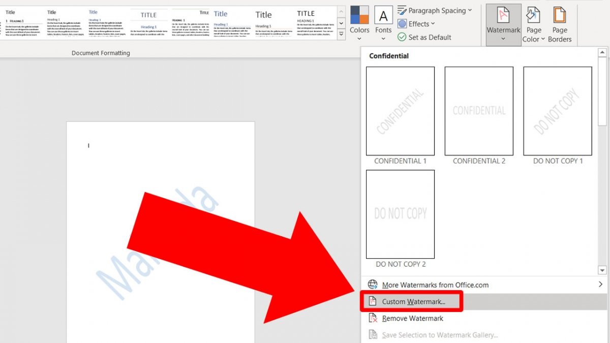 Haz click en Custom Watermark