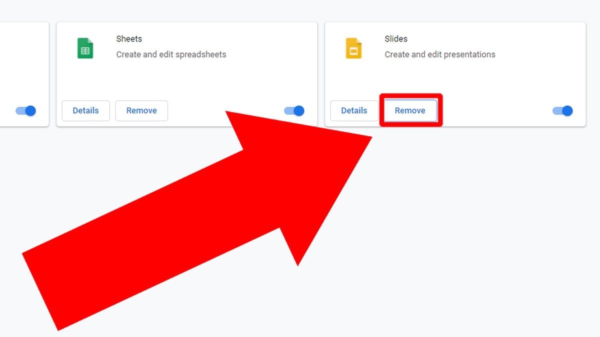 Pulsa en Remove en la extensión que quieras desinstalar