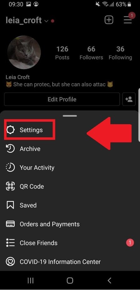 Click on the Settings tab