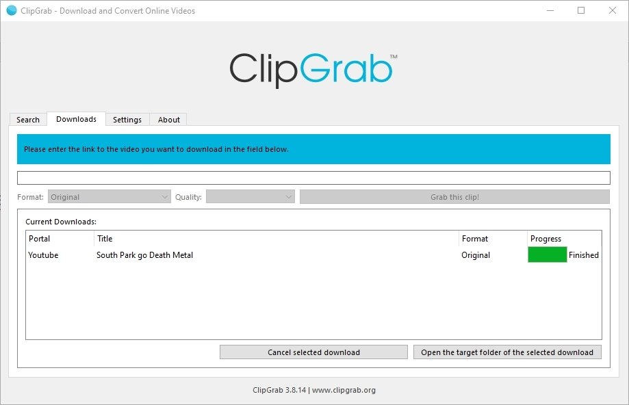 Clipgrab's interface