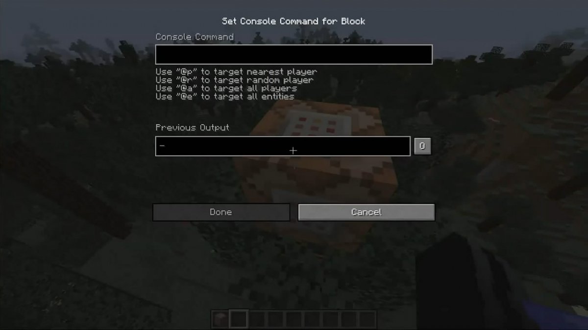 Command block menu