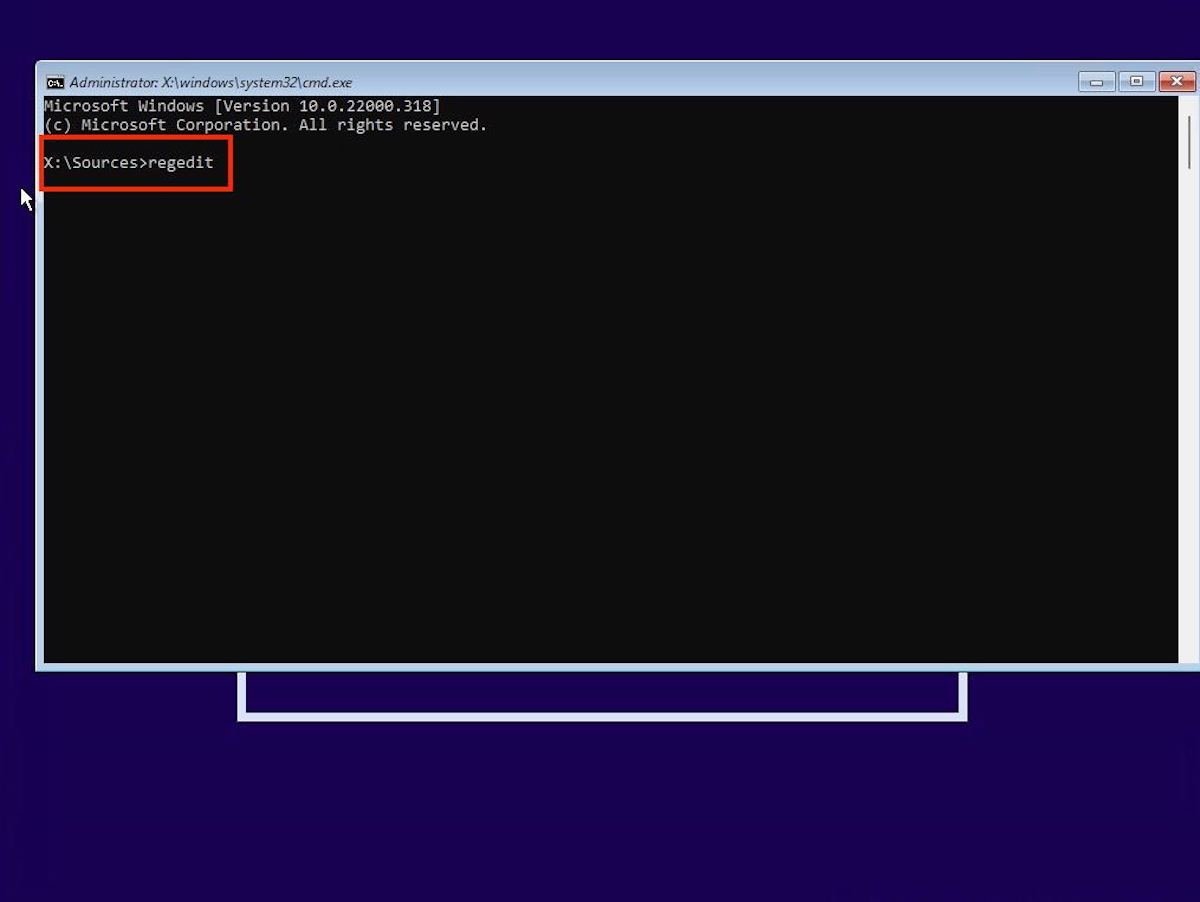 Command prompt during the installation