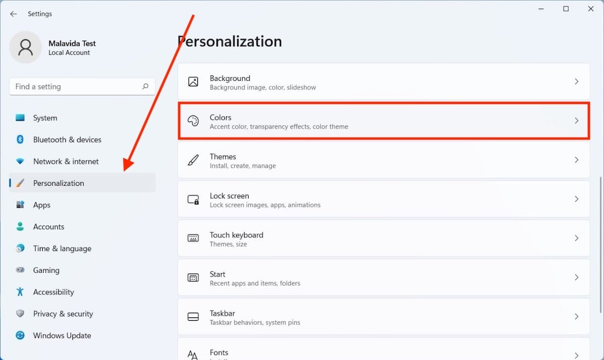 Configuración de los colores del sistema