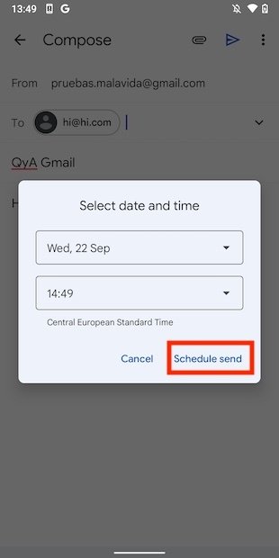 Confirm scheduled sending