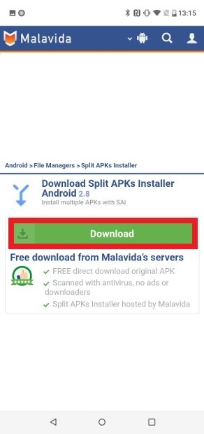 Confirm the download of Split APKs Installer