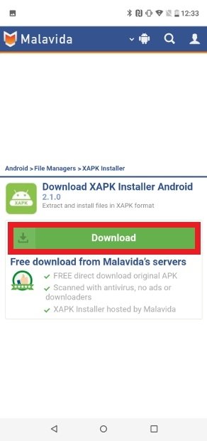 Confirm the download of XAPK Installer