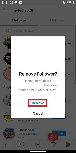 Confirm the follower’s removal