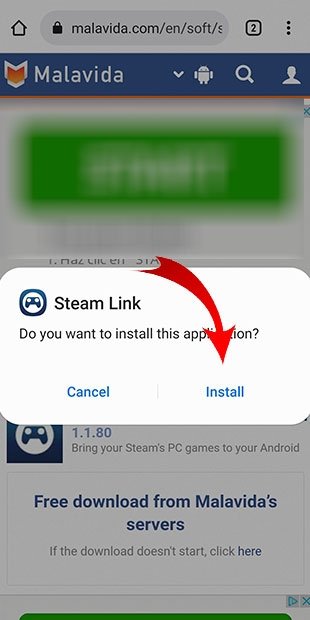 Confirma la instalación de Steam Link