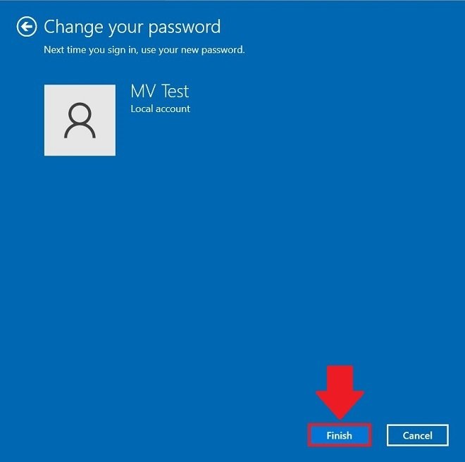 Confirm the new password